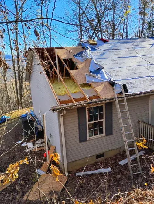 Metal roof installation outside Asheville Western NC after Hurricane Helene