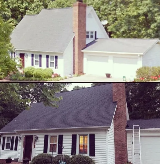 Before-and-after of a roof replacement — Midland area roof replacement by Southern Star Roofing