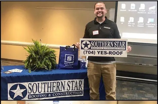 Brandon Johnson speaking at a CertainTeed roofing vendor convention